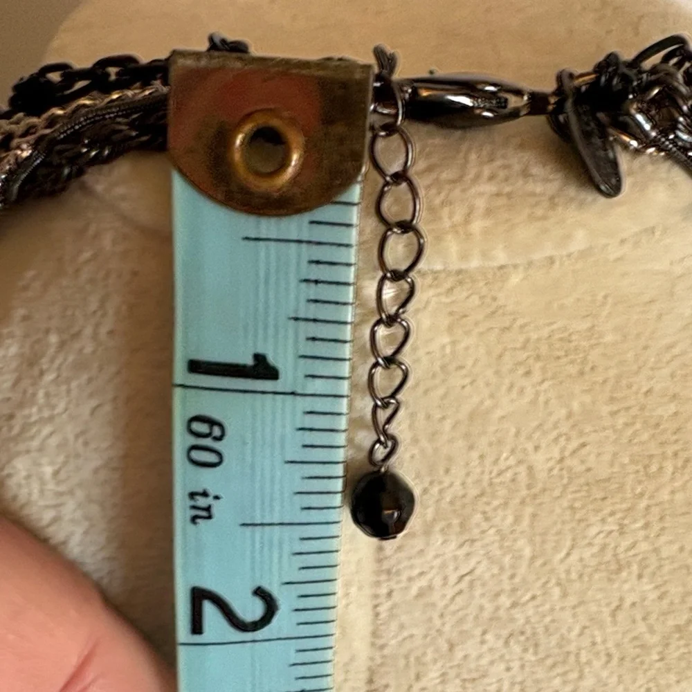 Express Gunmetal Layered Cross Necklace Pavé Statement Chains Y2K - Picture 5 of 7